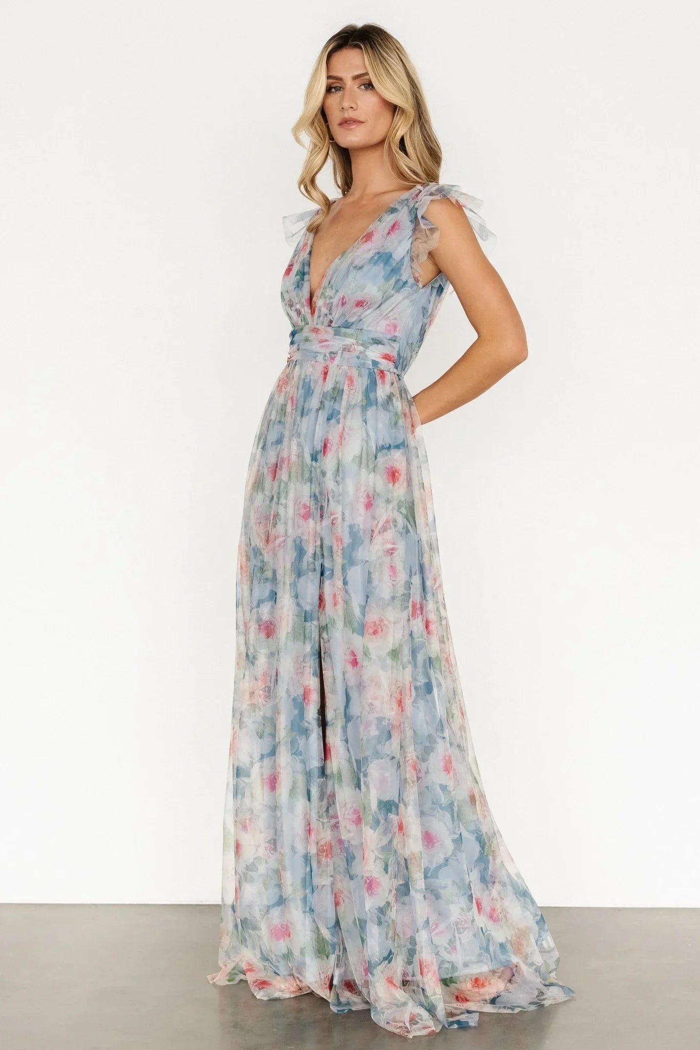 Carmine Maxi Dress | Dusty Blue Floral