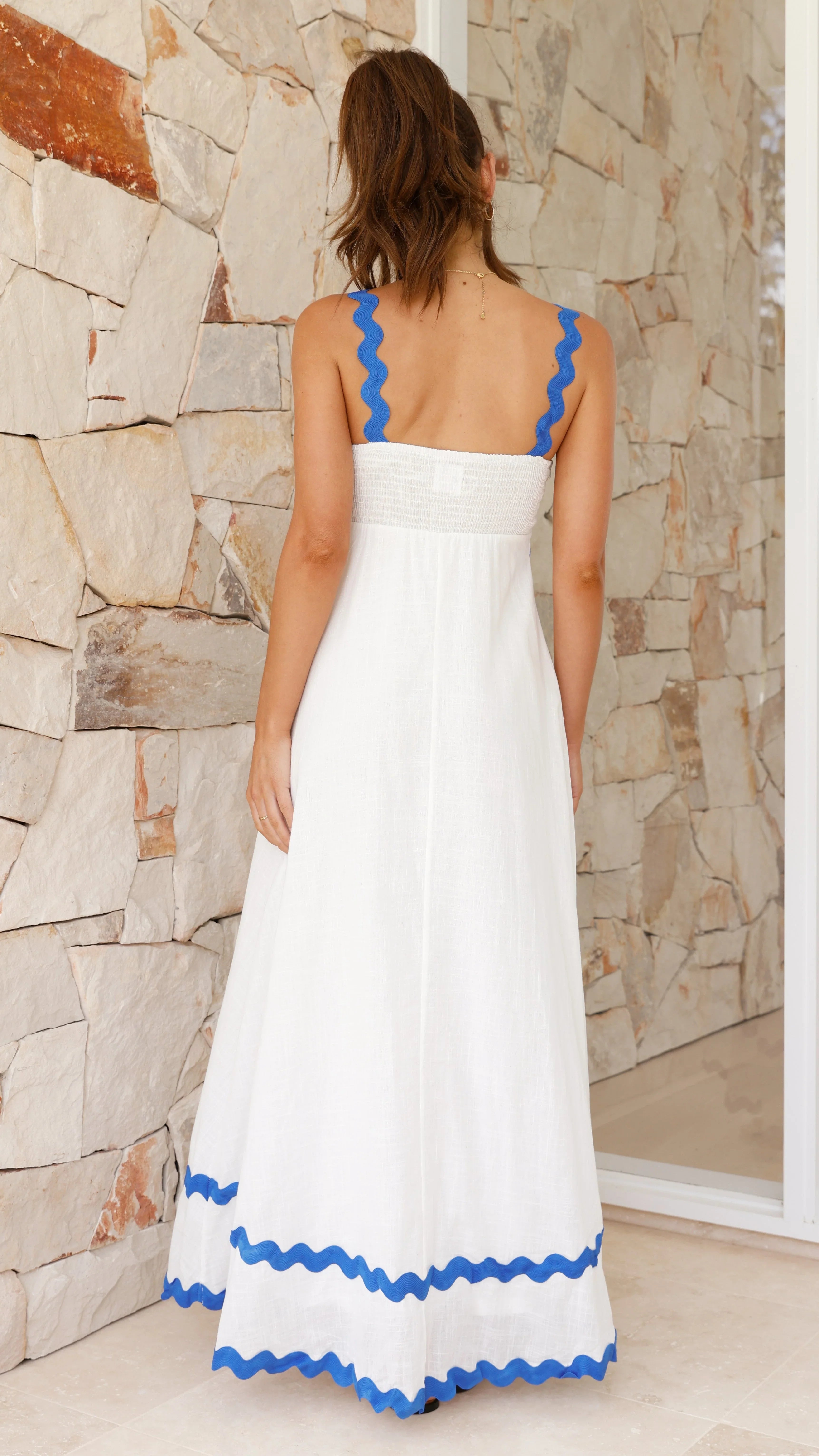 Daleyza Maxi Dress - White / Blue